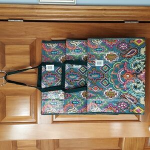 Vera Bradley Multicolor Painted Medallions Pattern Market Totes, Set Of 3